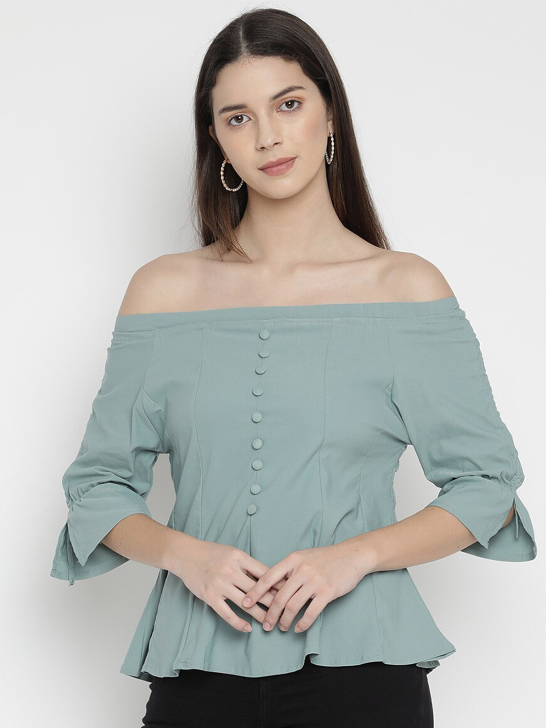 

V2 Value & Variety Green Off-Shoulder Bardot Top