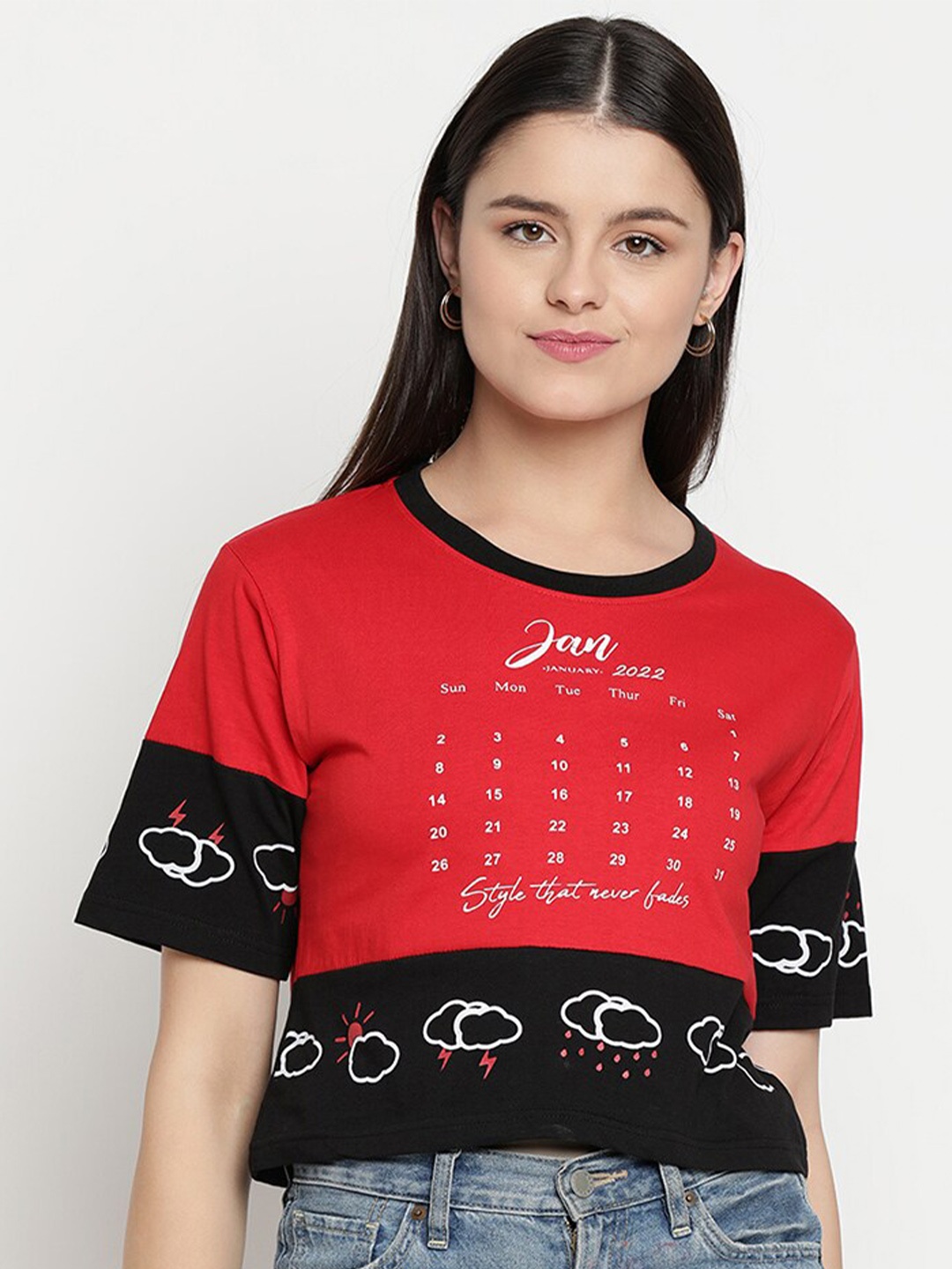 

V2 Value & Variety Women Red Printed Regular Top