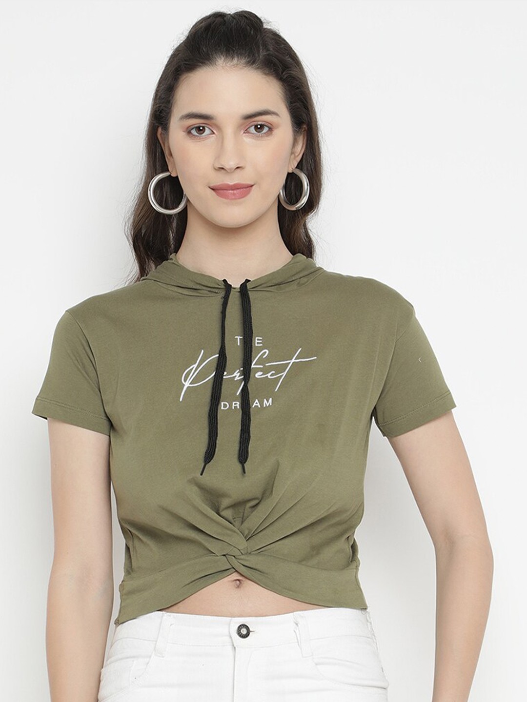 

V2 Value & Variety Olive Green Pure Cotton Regular Top