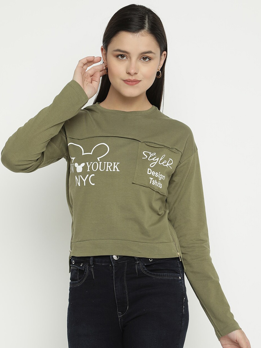 

V2 Value & Variety Olive Green Regular Top