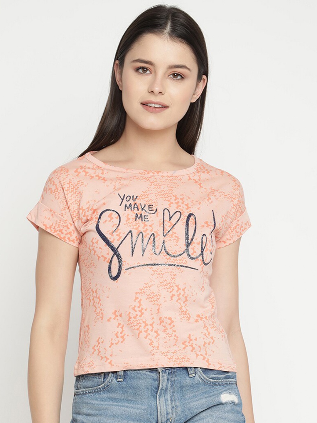 

V2 Value & Variety Peach-Coloured Regular Top
