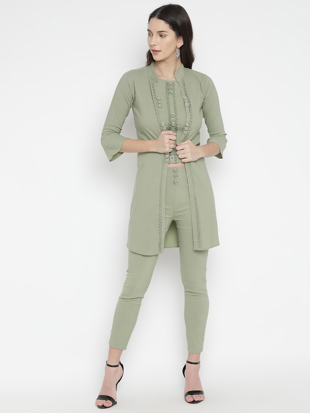 

V2 Value & Variety Green Roll-Up Sleeves Regular Longline Top
