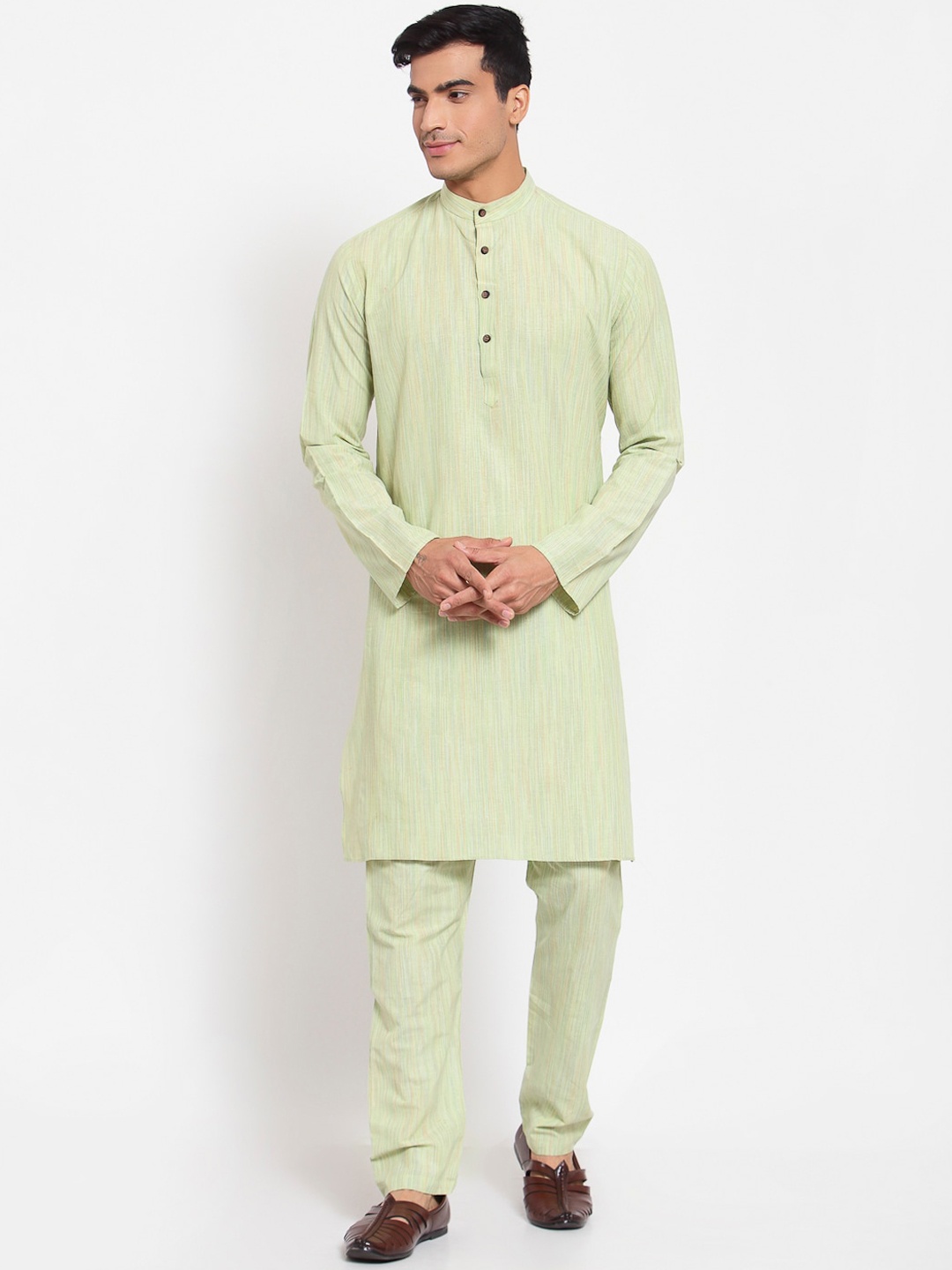 

MAXENCE Men Green Regular Kurta with Pyjamas