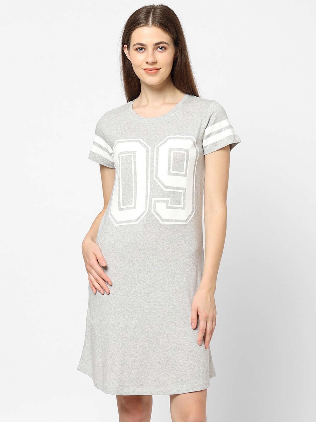 

Sweet Dreams Grey Printed Nightdress
