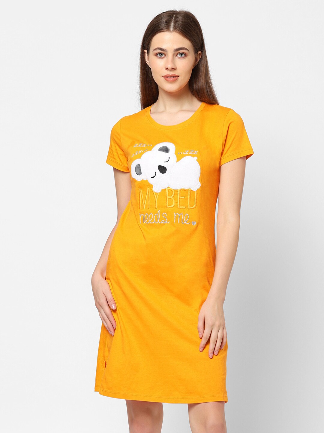 

Sweet Dreams Mustard Printed Nightdress