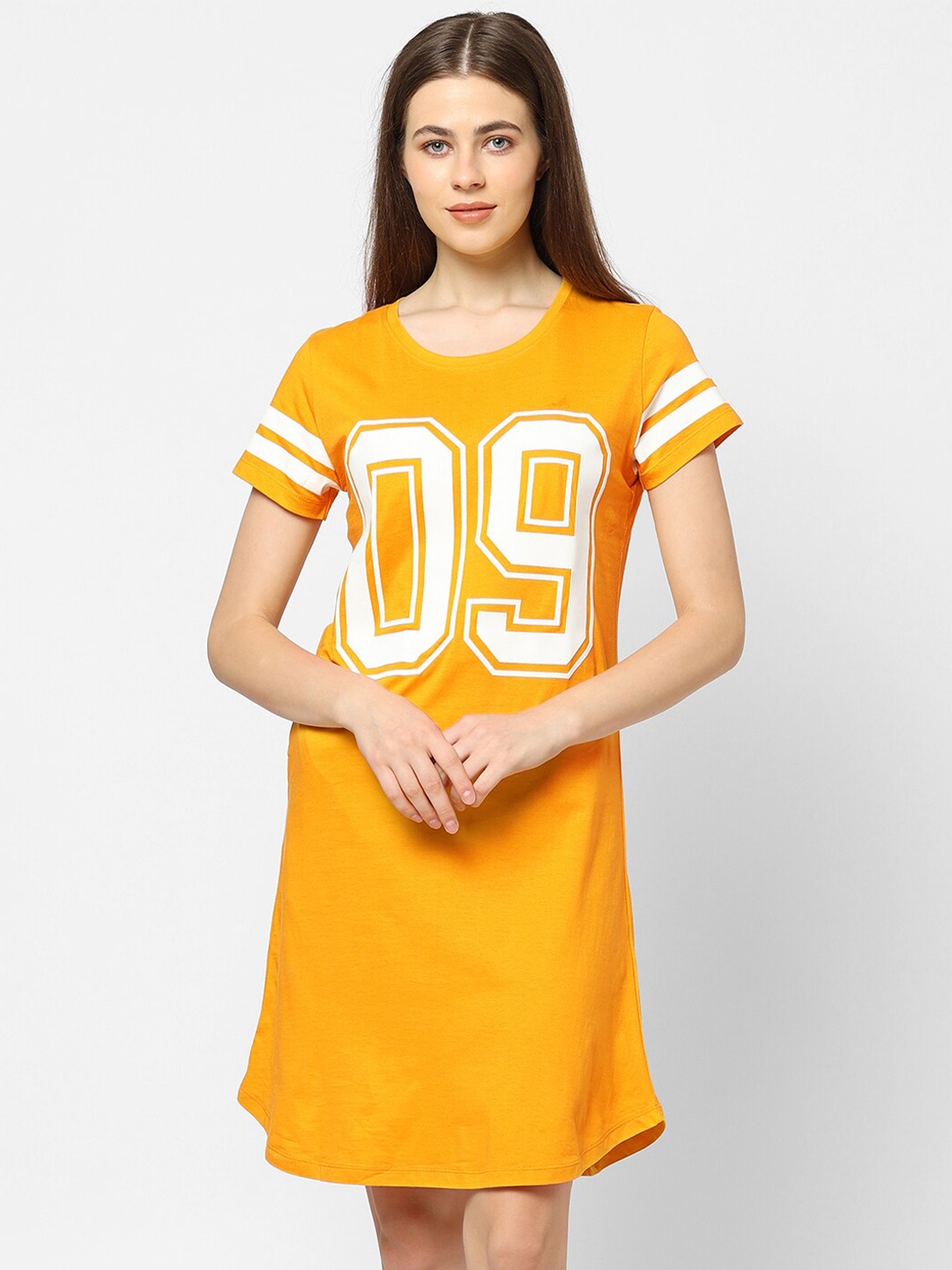 

Sweet Dreams Mustard Printed Nightdress