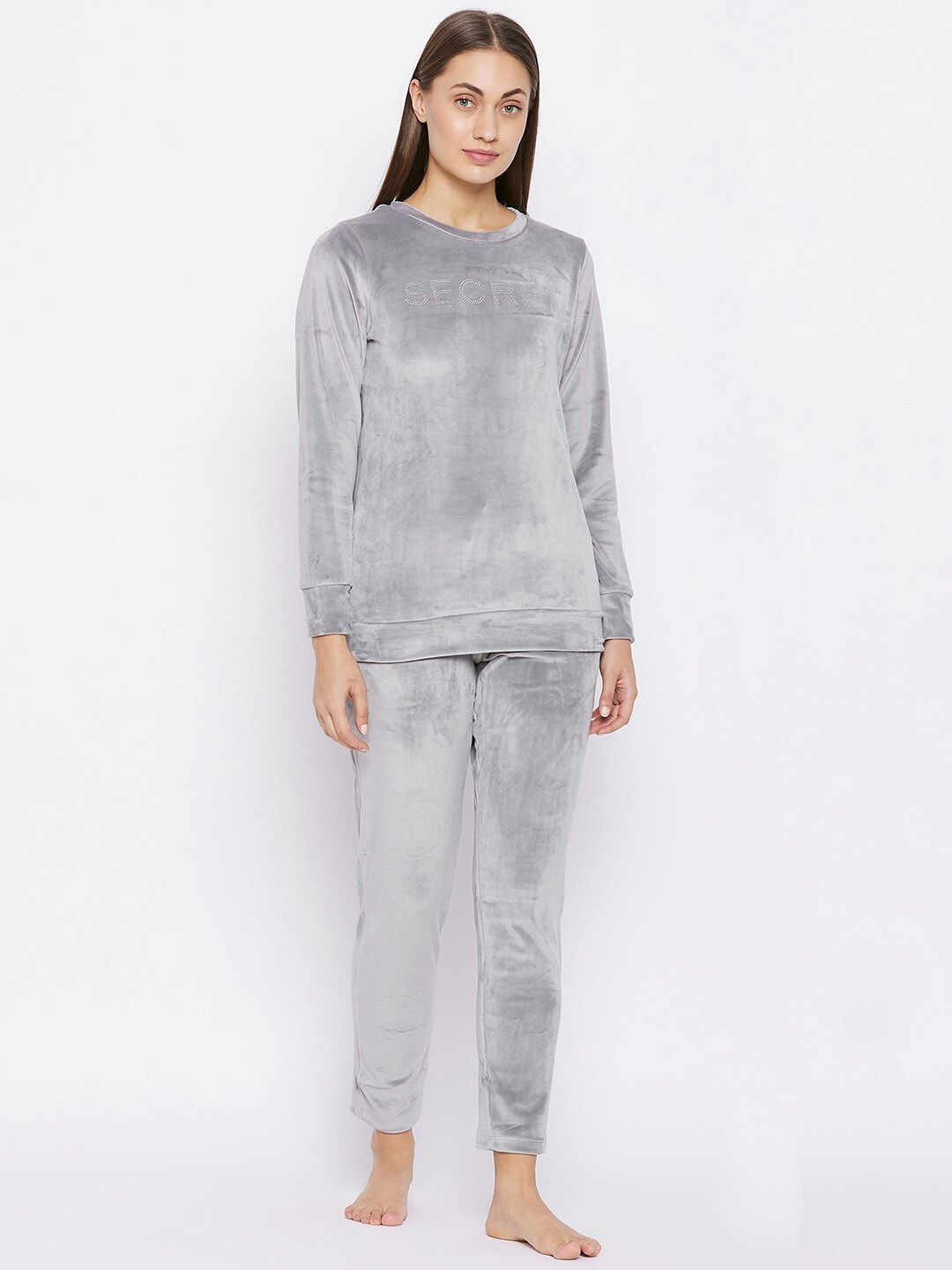 

MADAME M SECRET Women Grey Printed Night suit