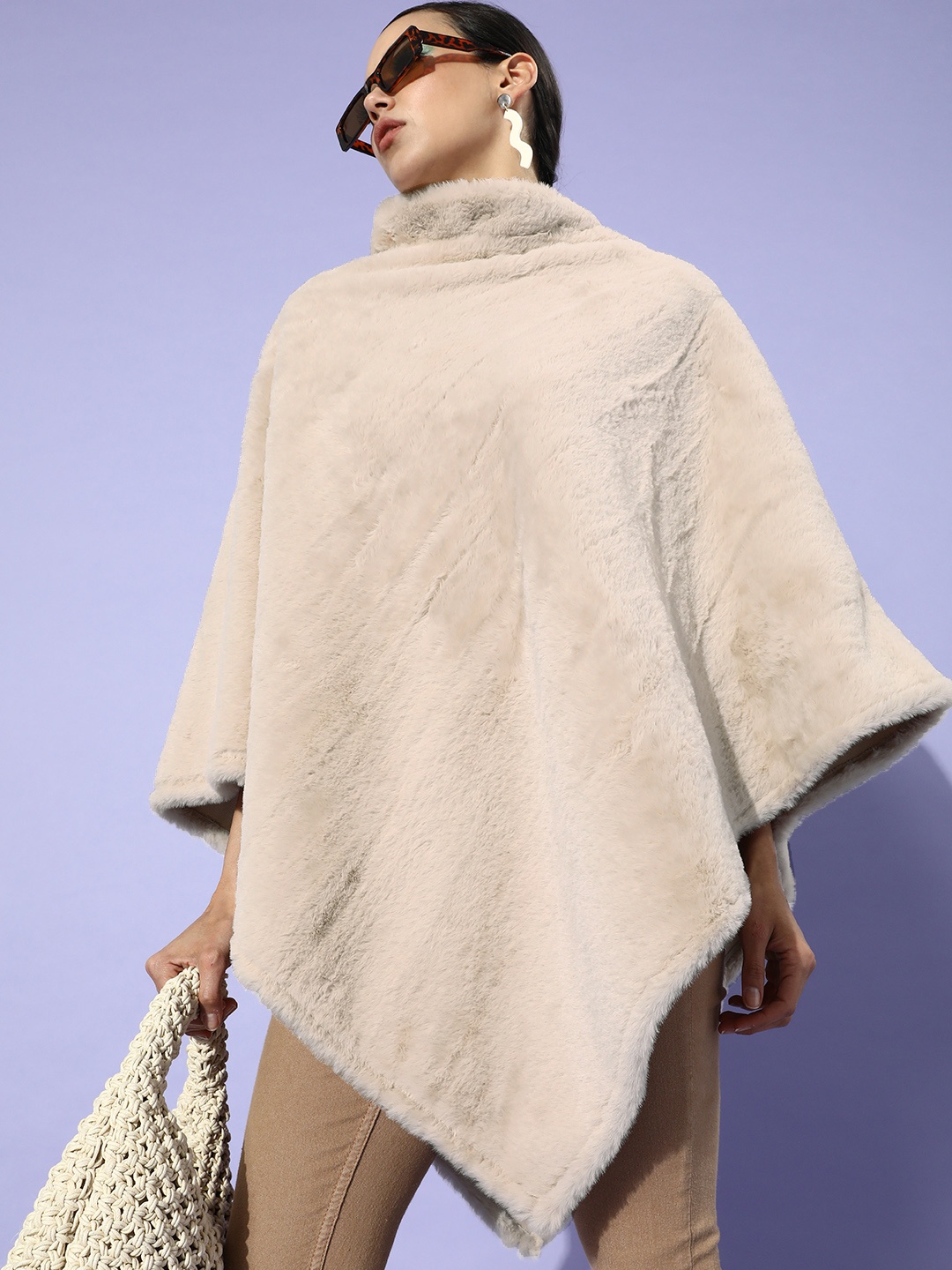 

InWeave Women Cream-Coloured Poncho