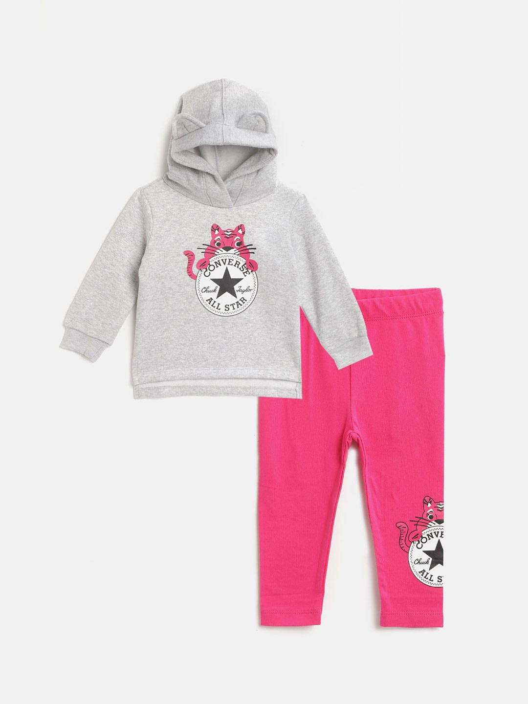 

Converse Infant Girls Grey Melange & Pink Printed Sweatshirt with Leggings