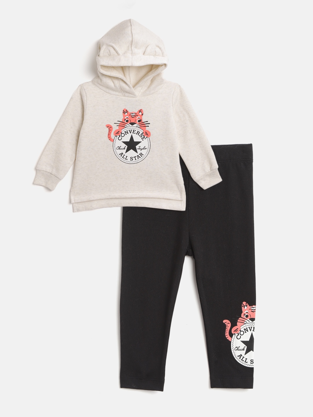 

Converse Infant Girls Off-White & Black Printed Sweatshirt with Leggings