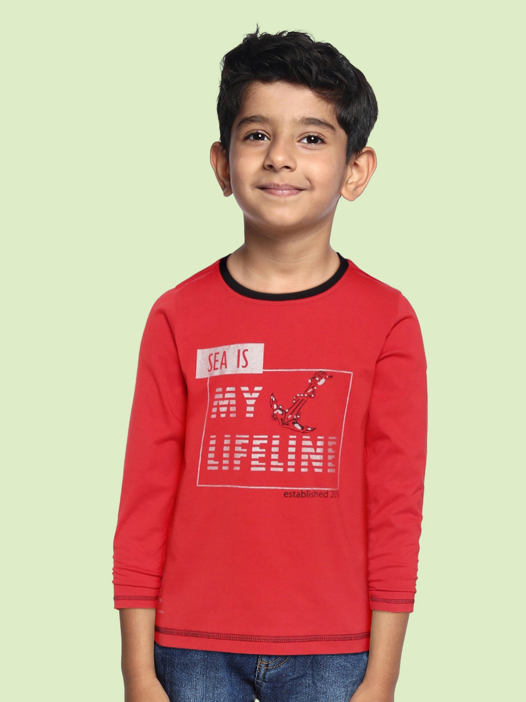 

toothless Boys Red Typography Printed Cotton T-shirt