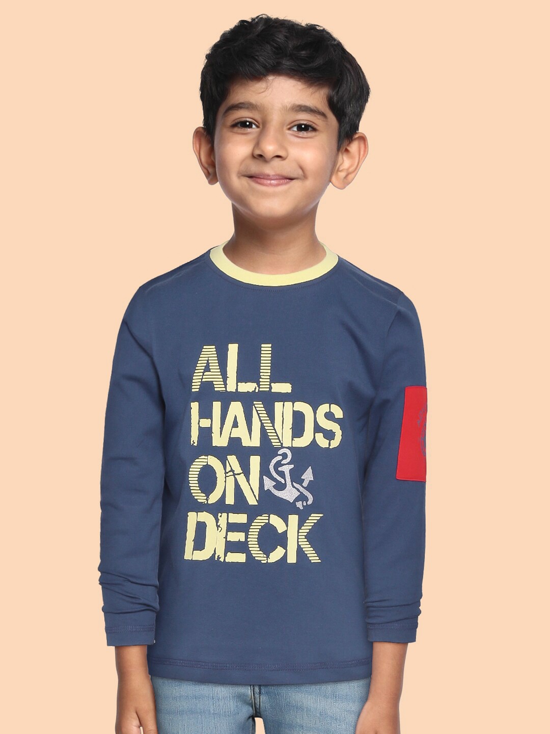 

toothless Boys Blue Typography Printed Cotton T-shirt