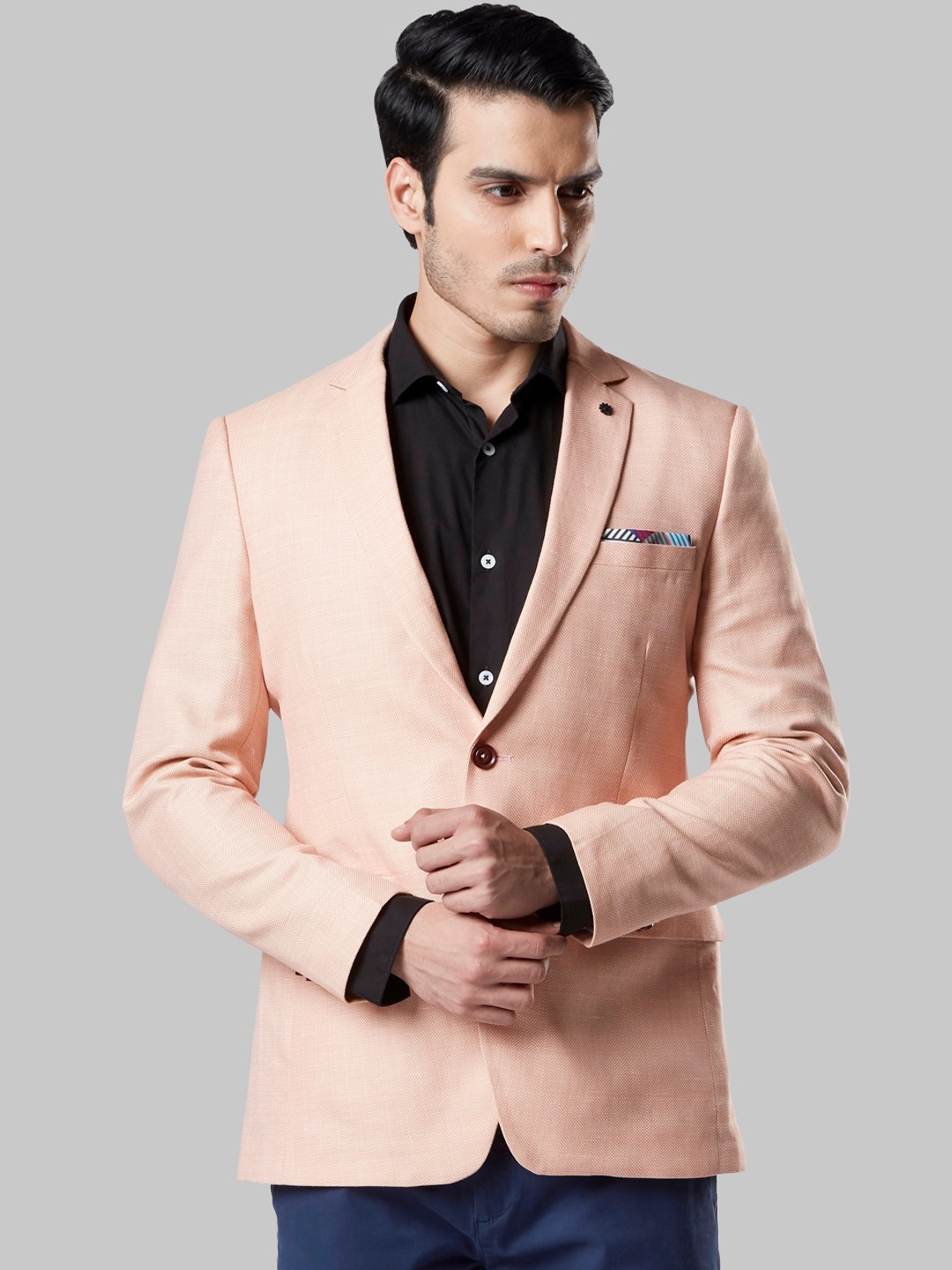 

Raymond Men Orange Self-Design Single-Breasted Formal Blazer