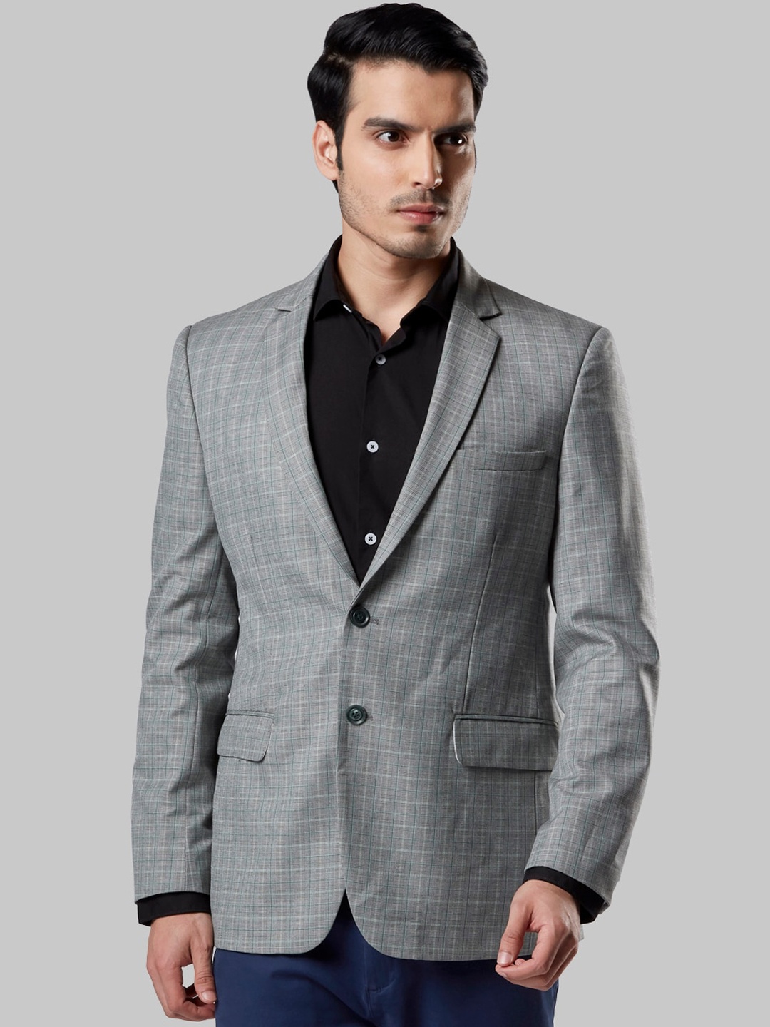 

Raymond Men Green Checked Single-Breasted Formal Blazer