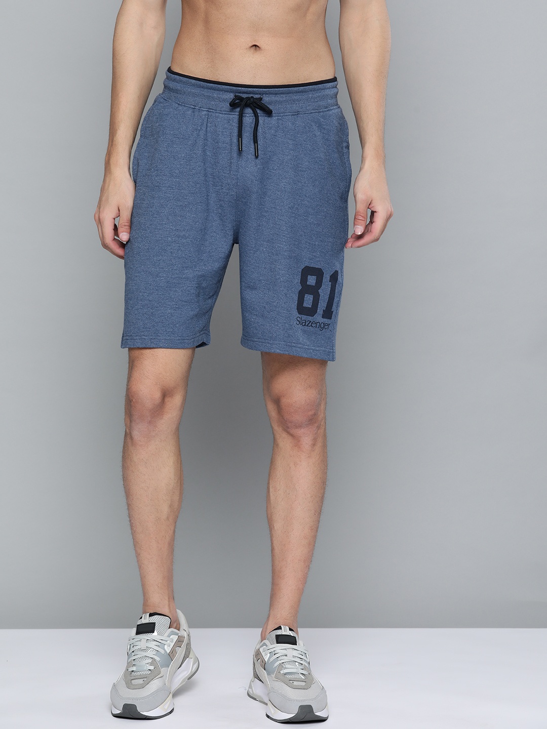 

Slazenger Men Navy Blue Typography Print Detail Sports Shorts