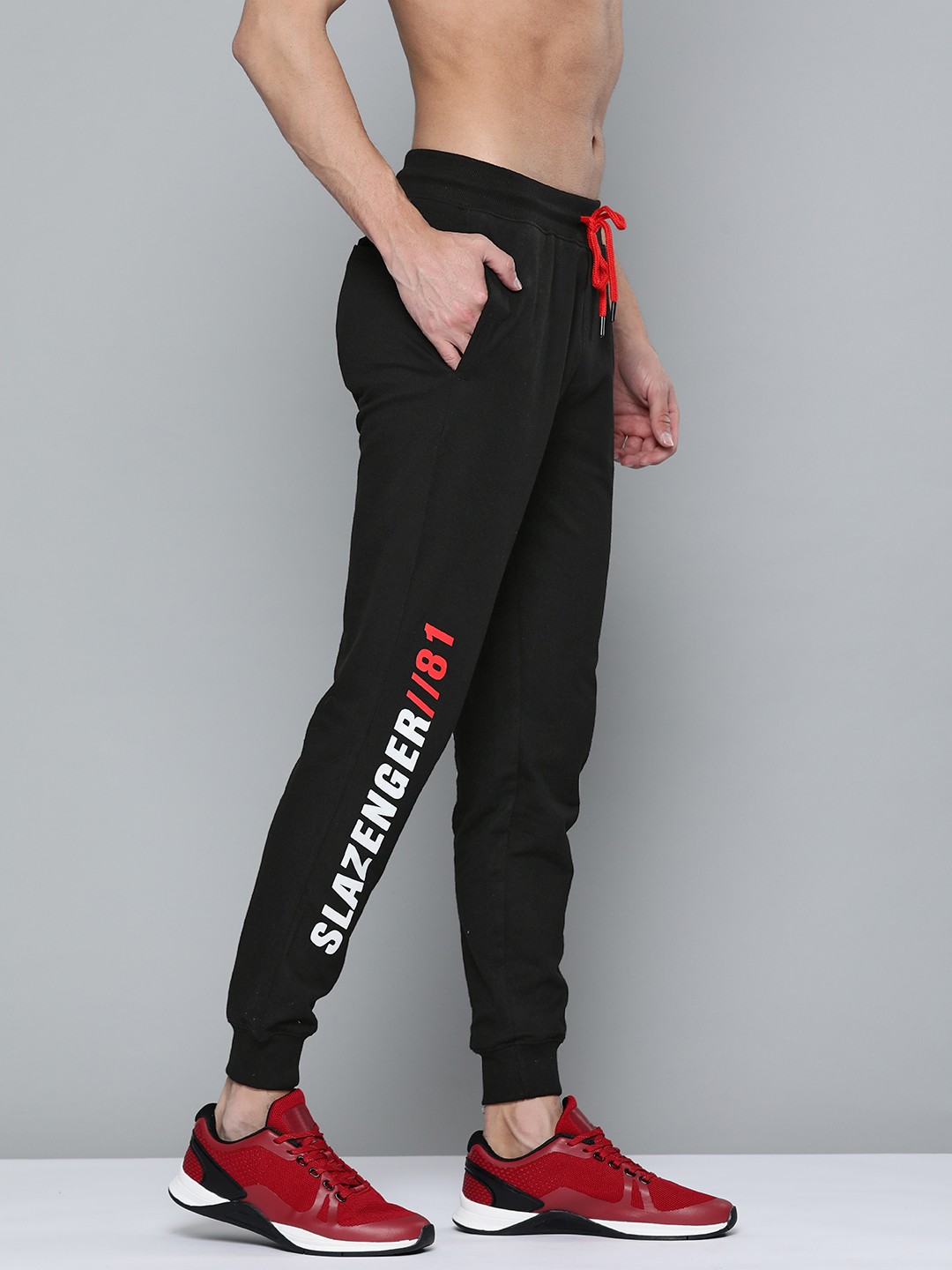 

Slazenger Men Black Brand Logo Printed Joggers