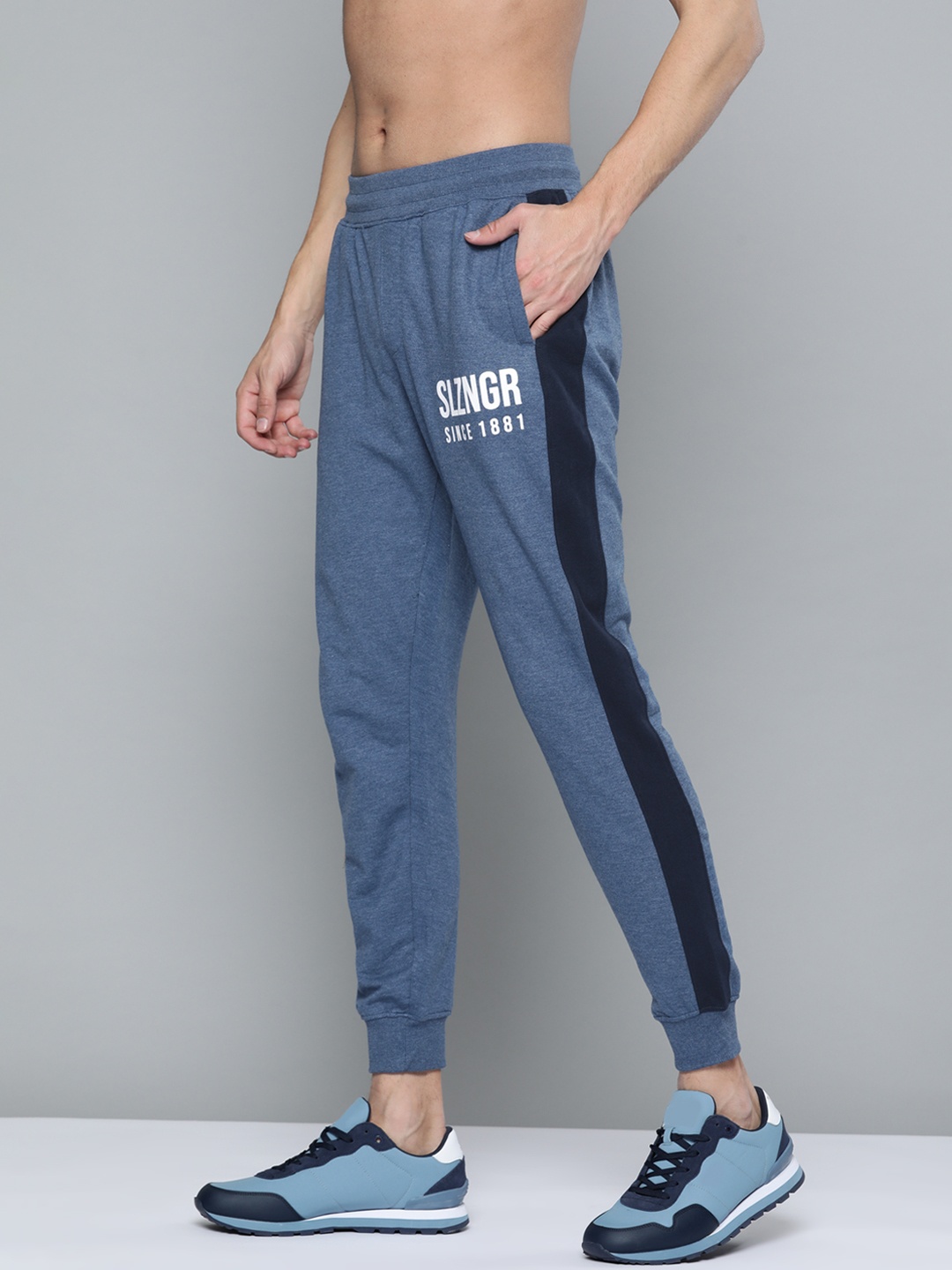 

Slazenger Men Blue Brand Logo Printed Joggers