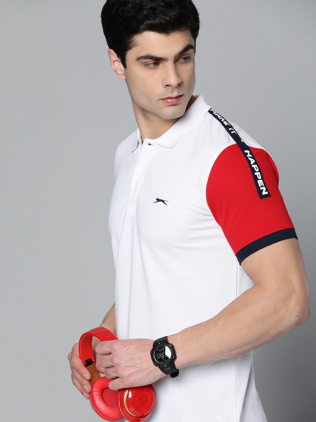 

Slazenger Men White Polo Collar T-shirt