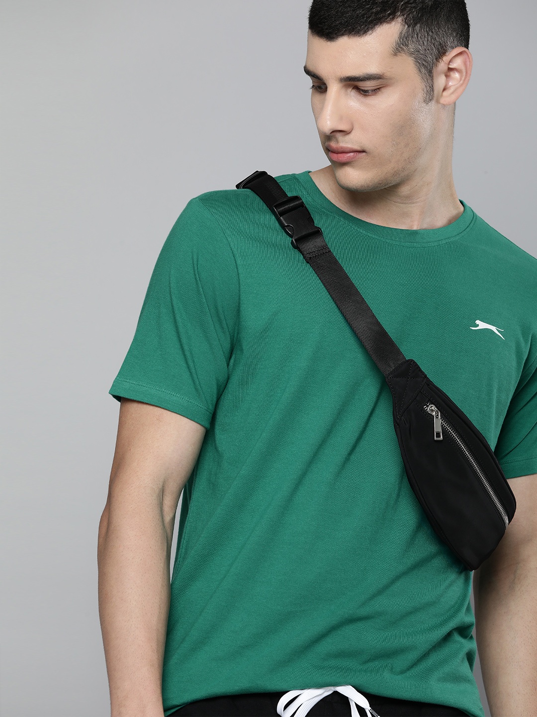 

Slazenger Men Green Bio-Wash T-shirt