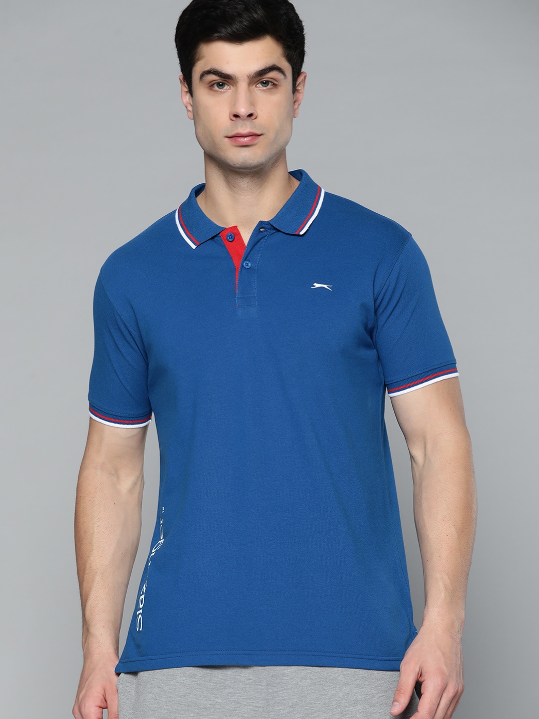 

Slazenger Men Blue Polo Collar T-shirt