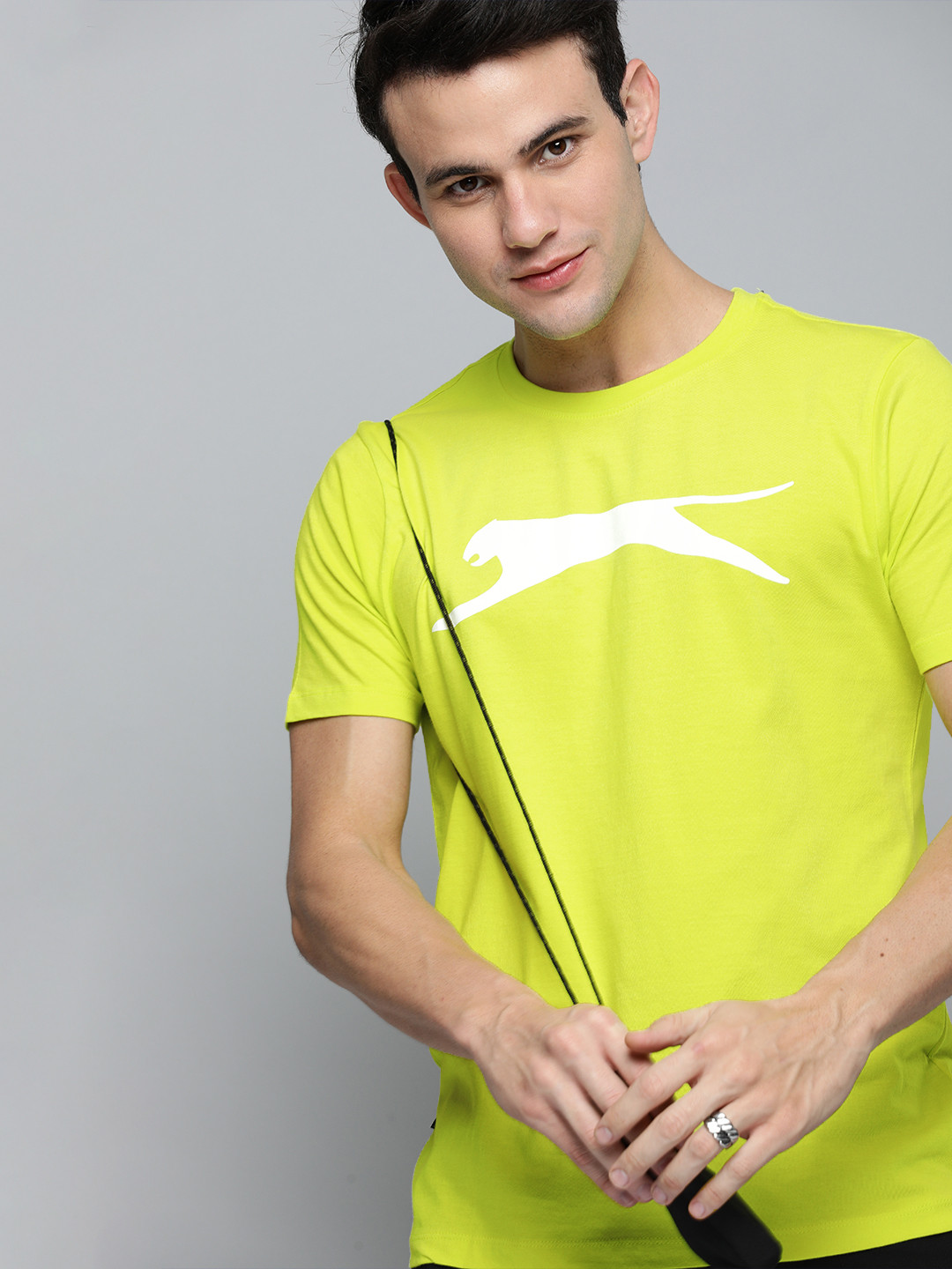

Slazenger Men Green Brand Logo Pure Cotton Bio-Wash T-shirt