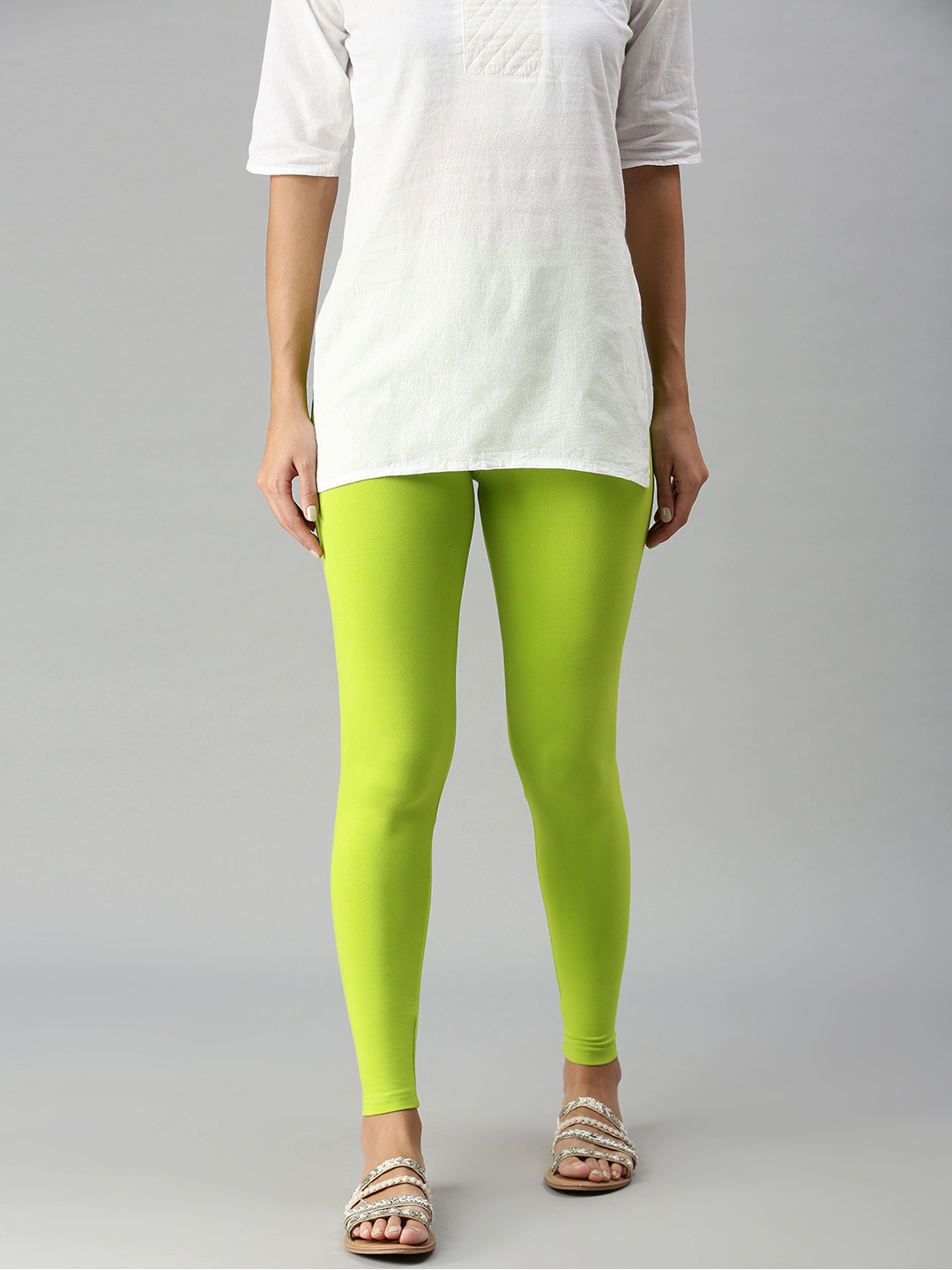 

De Moza Women Lime Green Solid Ankle-Length Legging