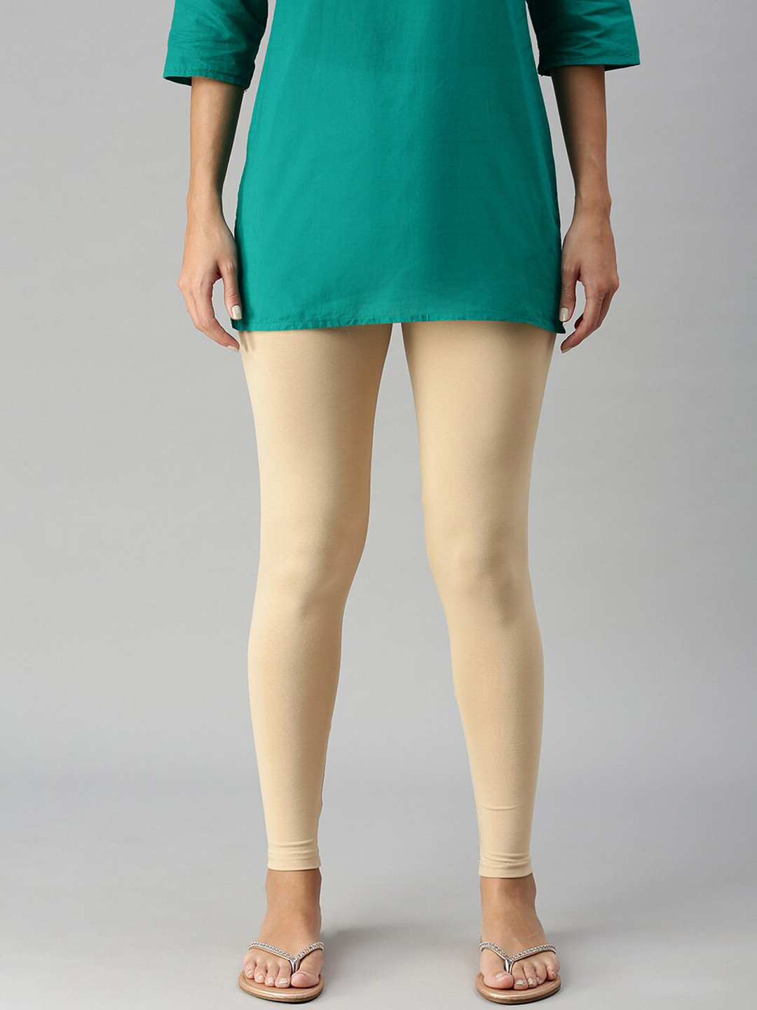 

De Moza Women Beige Solid Ankle-Length Leggings