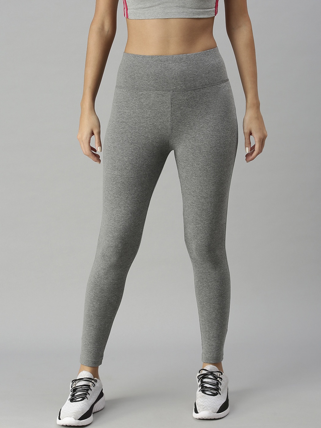 

De Moza Women Grey Solid Ankle-Length Tights