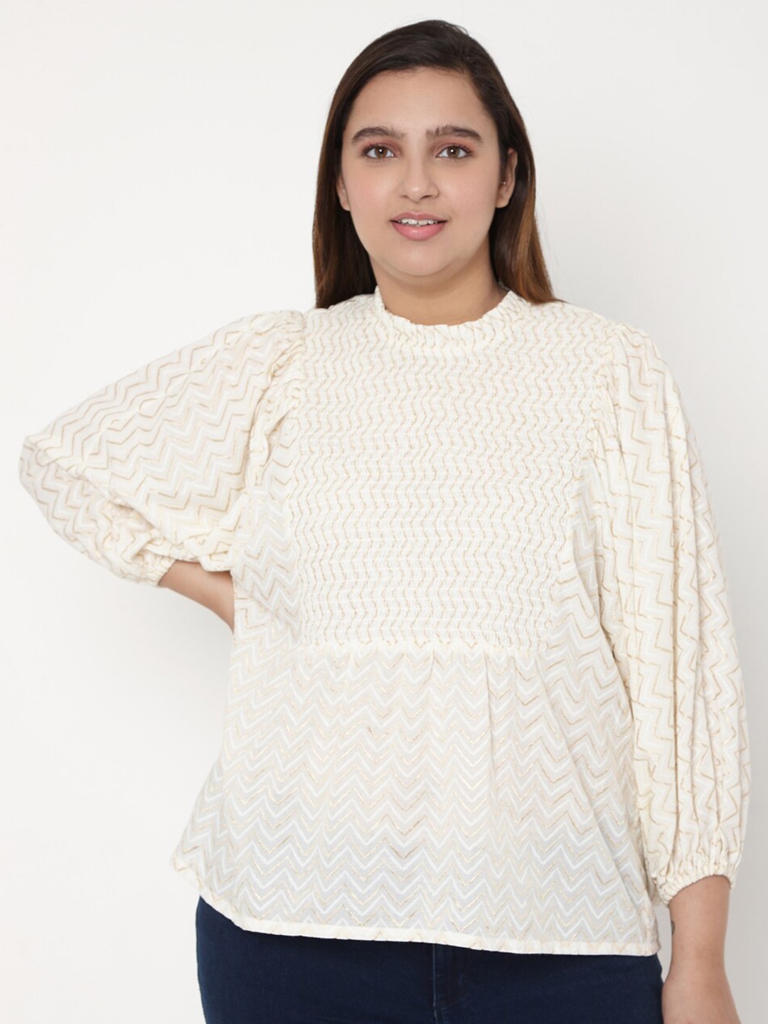 

VERO MODA CURVE Beige Pure Cotton Regular Top