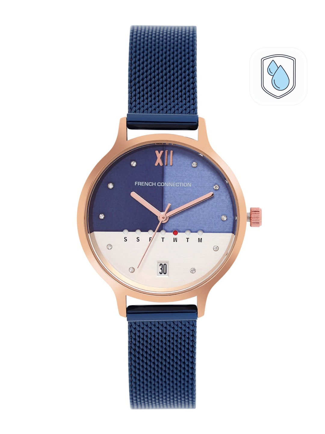 

French Connection Women Blue Dial & Blue Bracelet Style Straps Analogue Watch FC26URGM