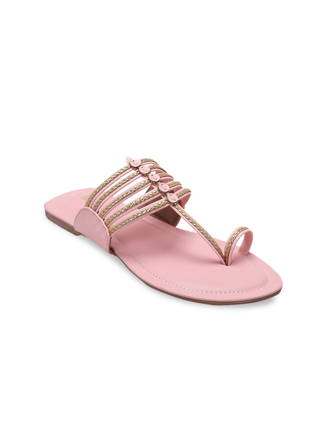 

LA SAVIE Women Pink Embellished Leather Party One Toe Flats