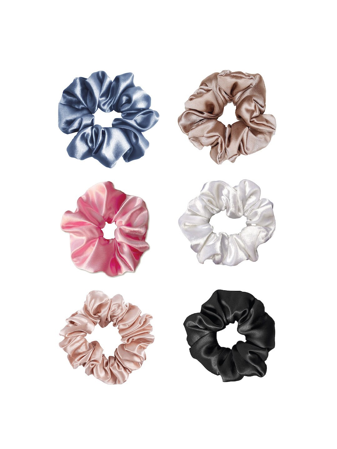 

GUBB Women Set Of 6 Multicoloured Satin Soft Scrunchies, Multi