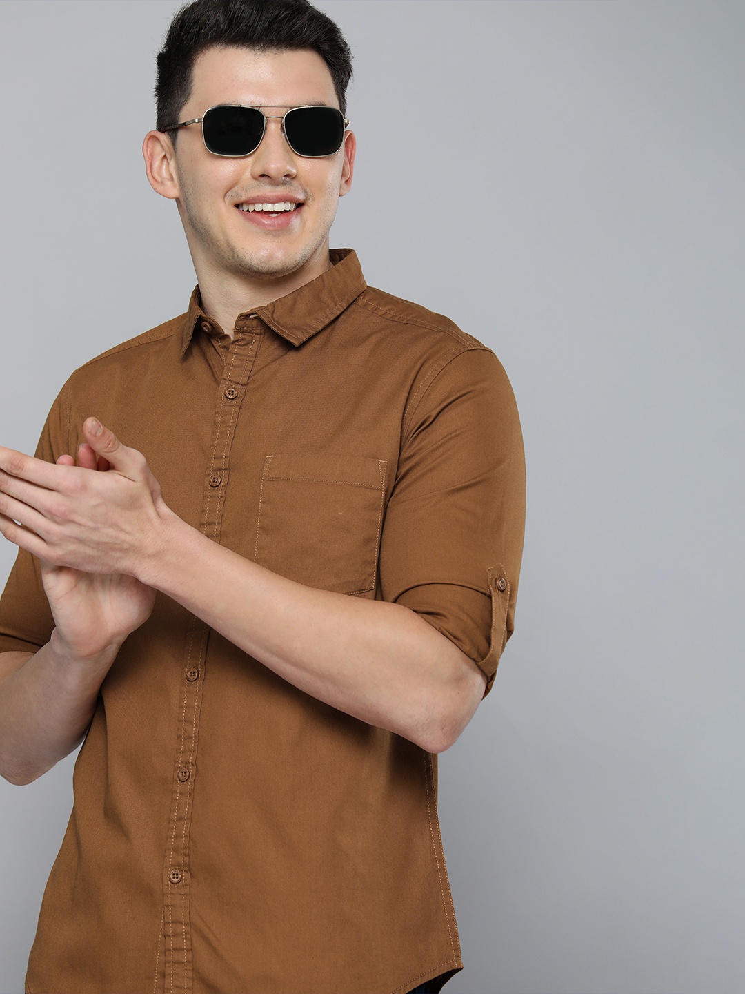 

HERE&NOW Men Brown Slim Fit Casual Shirt
