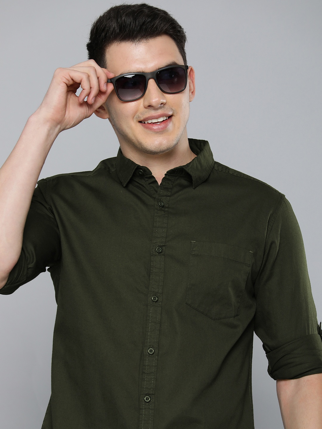 

HERE&NOW Men Green Slim Fit Casual Shirt