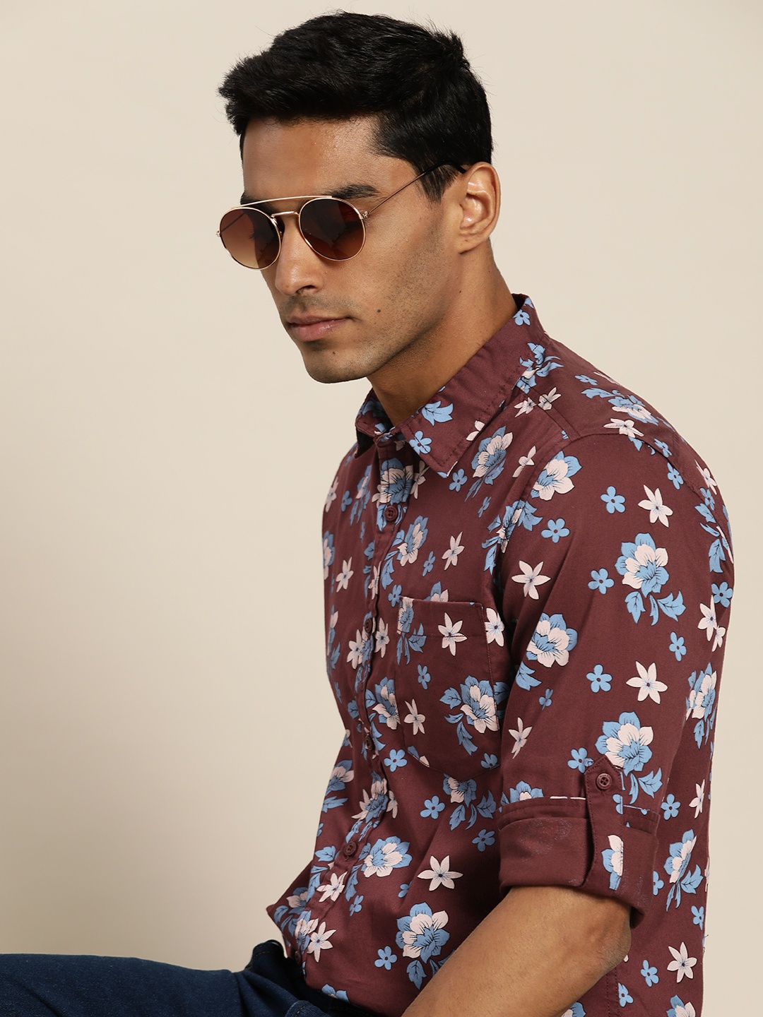 

Moda Rapido Men Brown Slim Fit Floral Printed Casual Shirt