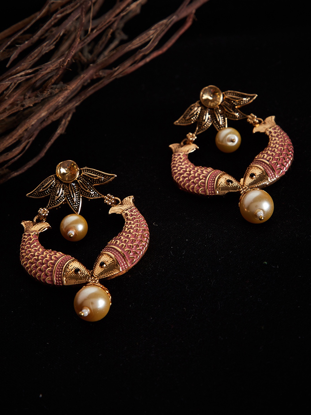 

PANASH Gold-Toned Contemporary Drop Earrings
