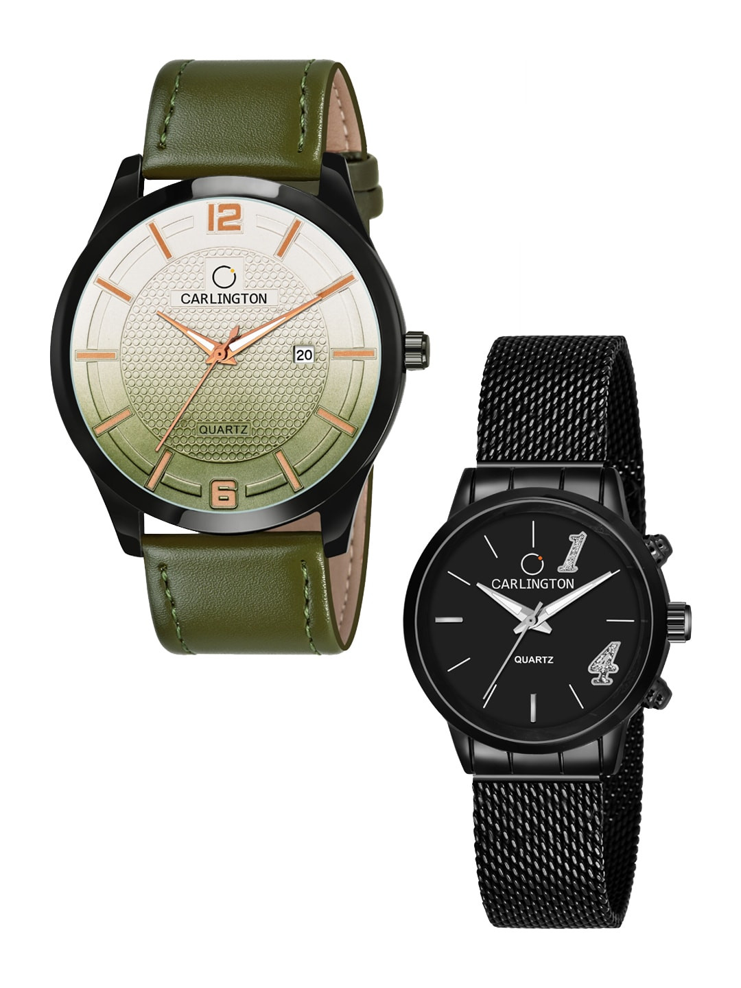 

CARLINGTON Unisex Multicoloured Dial & Multicoloured Leather Straps Analogue Watch Combo CT1010 Green -