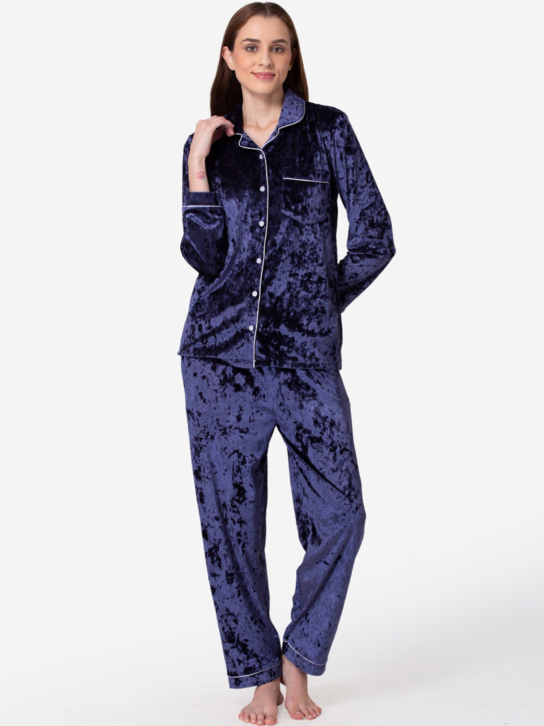 

Fluffalump Women Navy Blue Printed Night suit