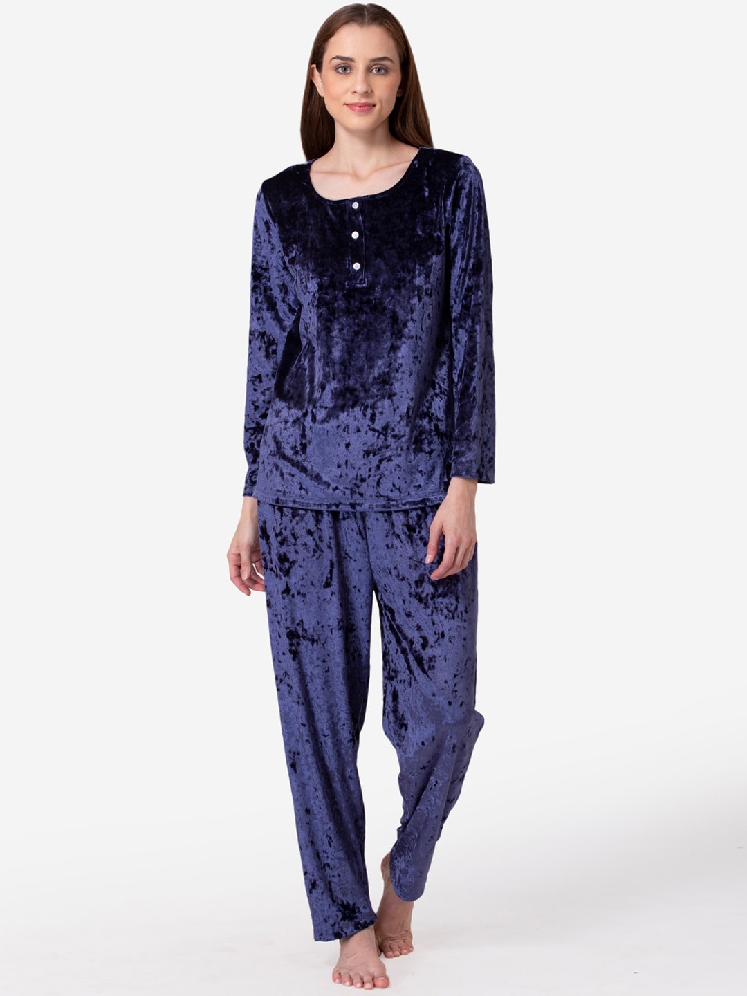 

Fluffalump Women Navy Blue Printed Night suit