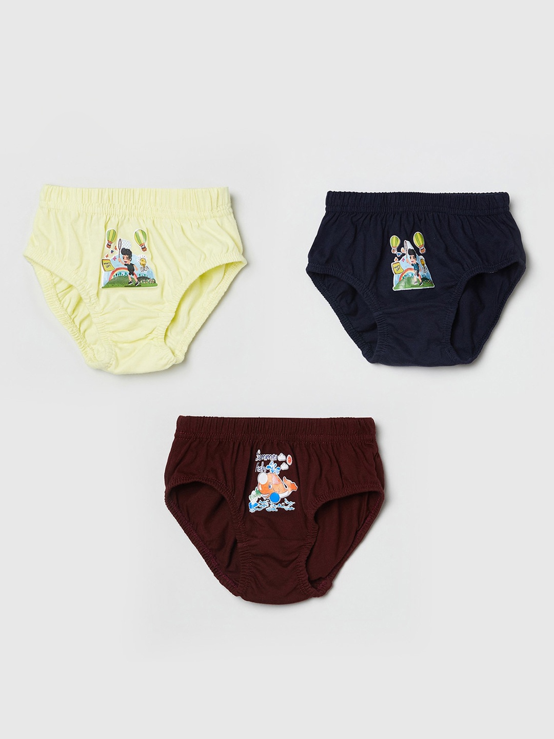 

max Boys Pack Of 3 Cotton Basic Briefs, Yellow