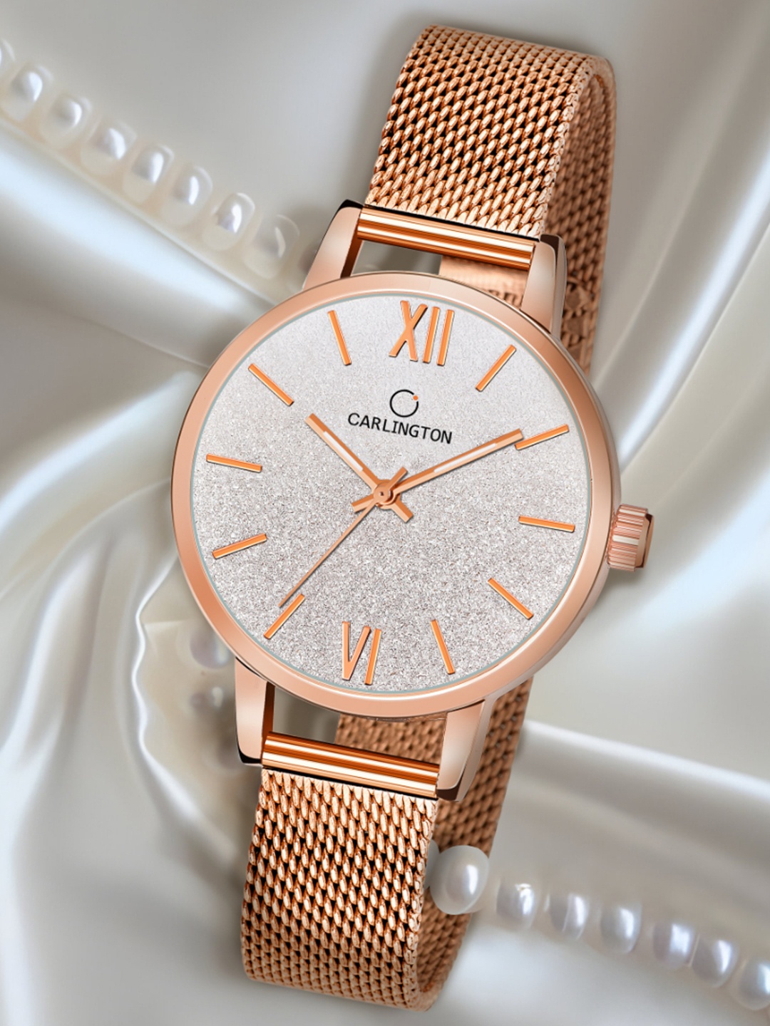 

CARLINGTON Women Silver-Toned Dial & Rose Gold Toned Straps Watch Carlington CT2018 Rose