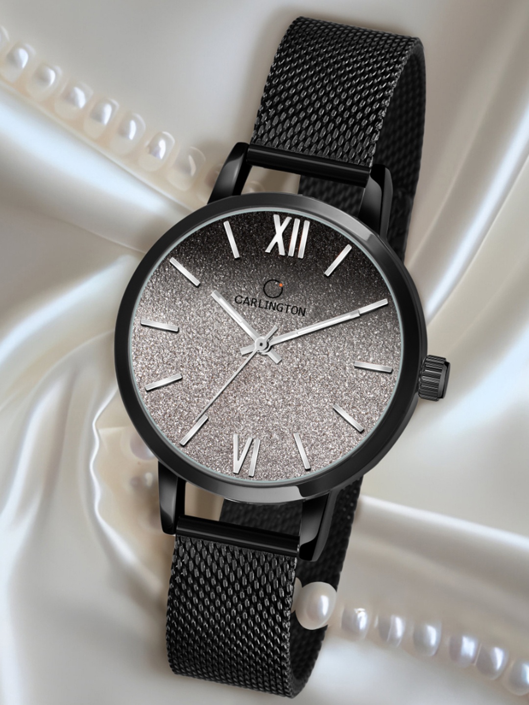

CARLINGTON Women Black Dial & Black Stainless Steel Bracelet Style Straps Analogue Watch