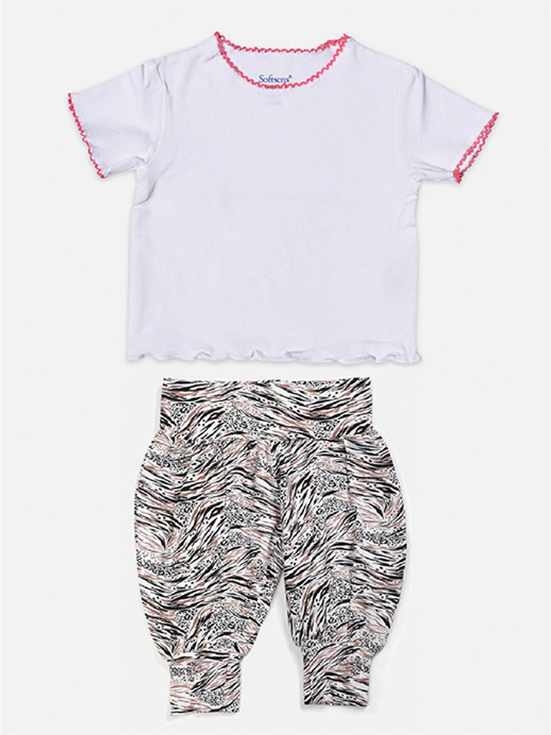 

Softsens Girls White Top with Dhoti Pants
