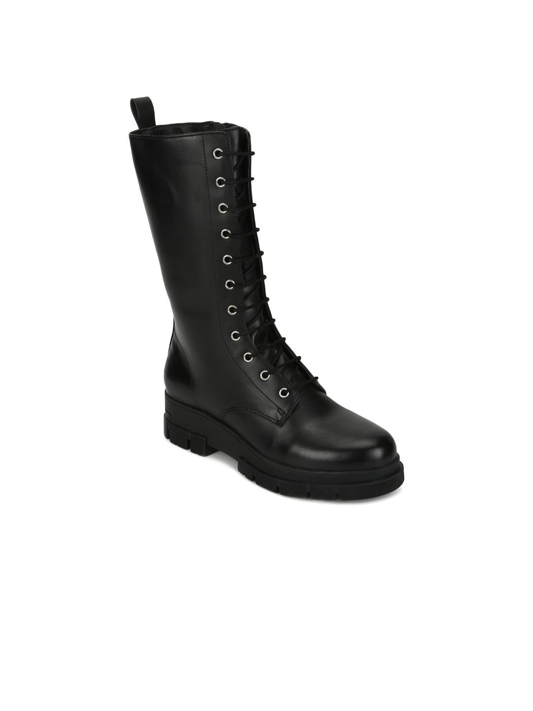 

Truffle Collection Black PU High-Top Wedge Heeled Boots