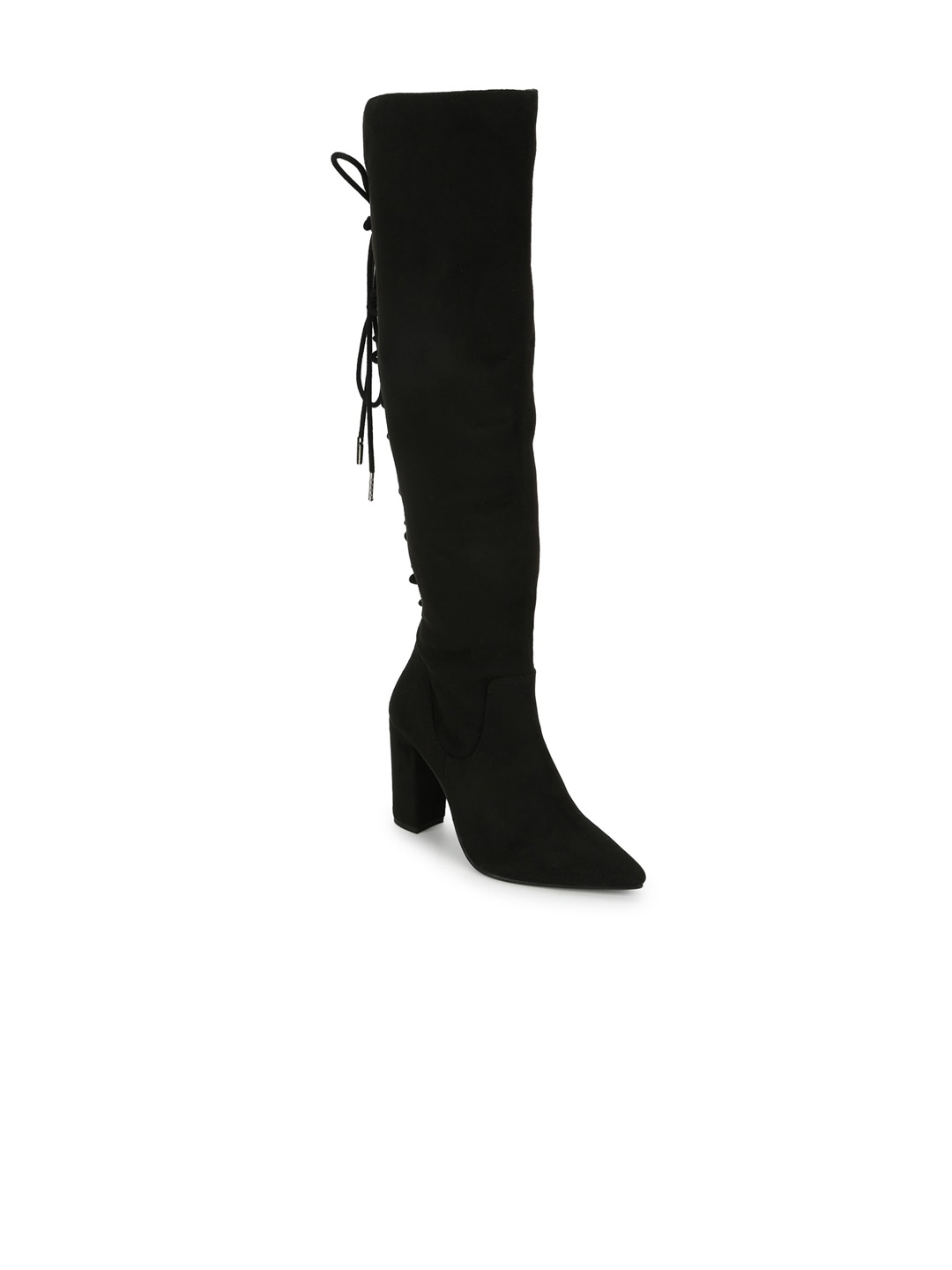 

Truffle Collection Black Suede Block Heeled Boots with Tassels