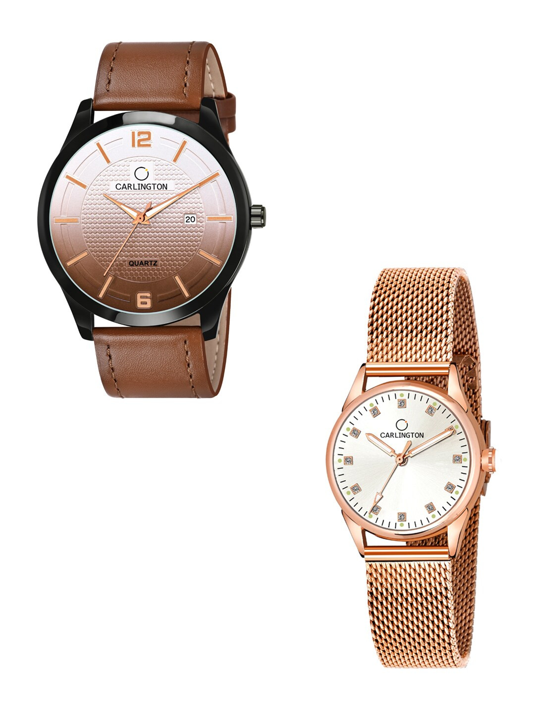 

CARLINGTON Unisex Multicoloured Dial & Multicoloured Leather Straps Analogue Watch, Tan