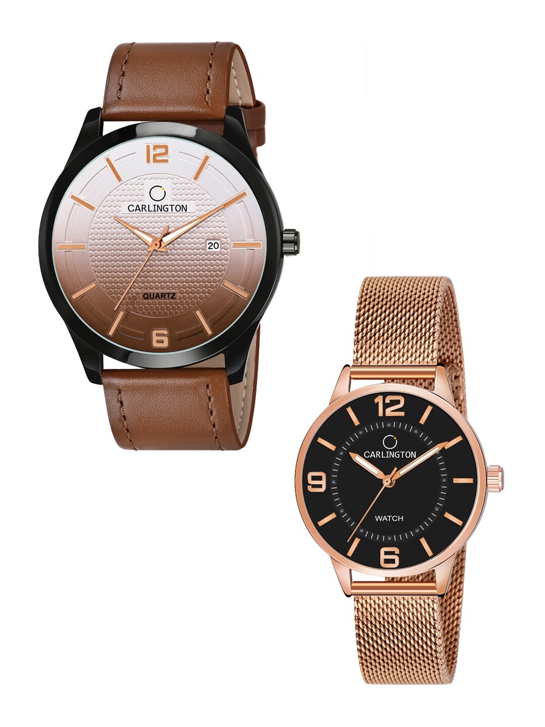 

CARLINGTON His & Her Analogue Watch CT1010 CT2002, Black