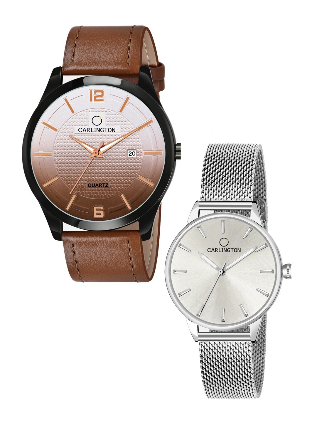 

CARLINGTON Unisex Multicoloured Dial & Multicoloured Leather Straps Analogue Watch, Tan