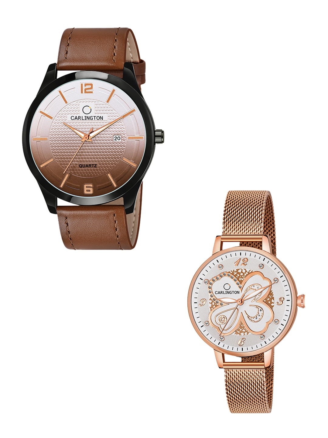

CARLINGTON Unisex Multicoloured Dial & Multicoloured Leather Straps Analogue Watch, Tan