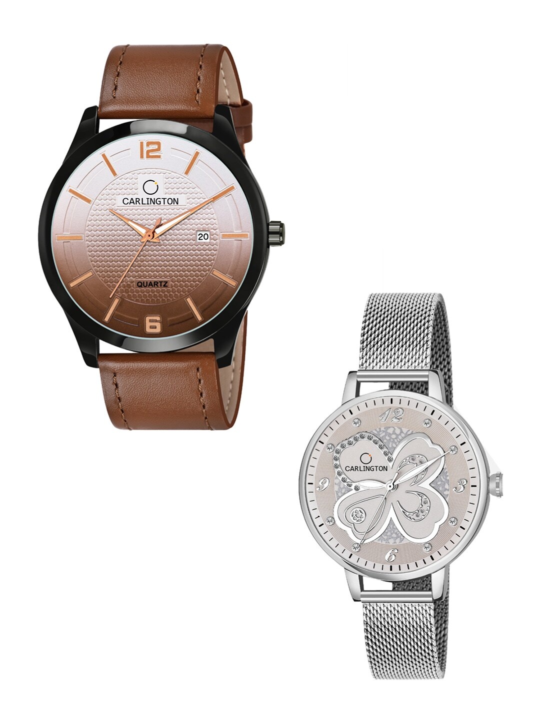 

CARLINGTON His & Her Analogue Watch CT1010 CT2019, Tan